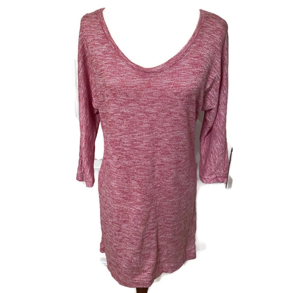 SOYBU DRESS ROSE RED KNIT MINI ATHLEISURE SCOOP NECK Size SMALL S